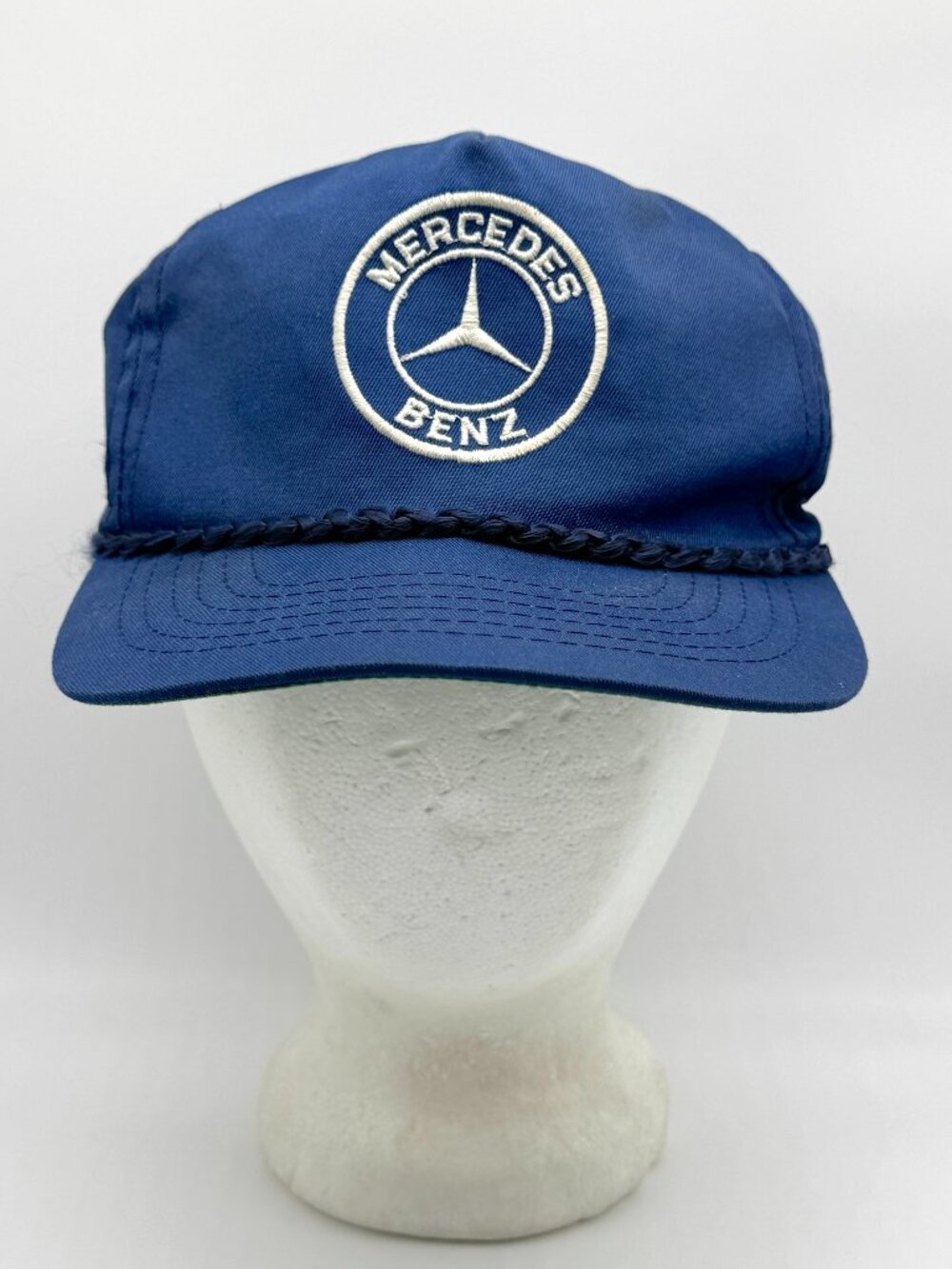 Vintage Mercedes Benz Snapback Hat Blue Fits Small Racing Car Automotive Promo